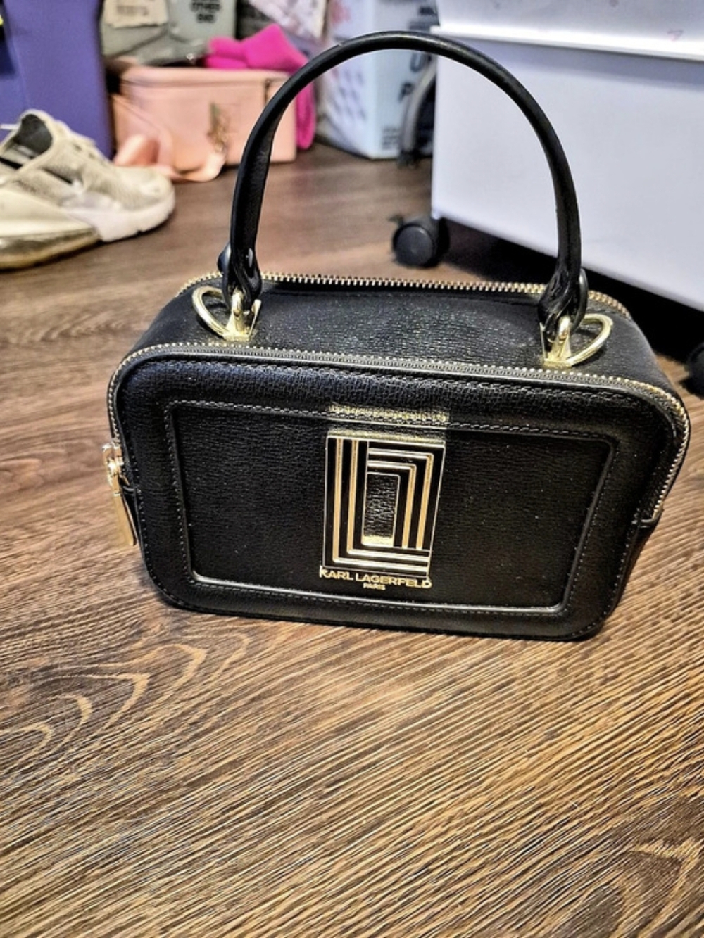 Karl Lagerfeld Black Satchel with Detachable Strap